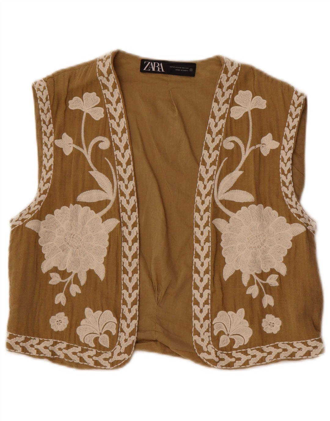 Zara Womens Waistcoat UK 12 Medium Beige Floral