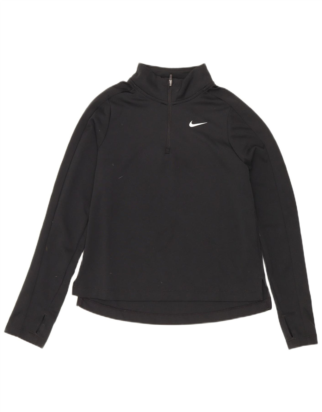 Nike Girls Dri Fit Zip Neck Pullover Tracksuit Top 10-11 Years Medium Black