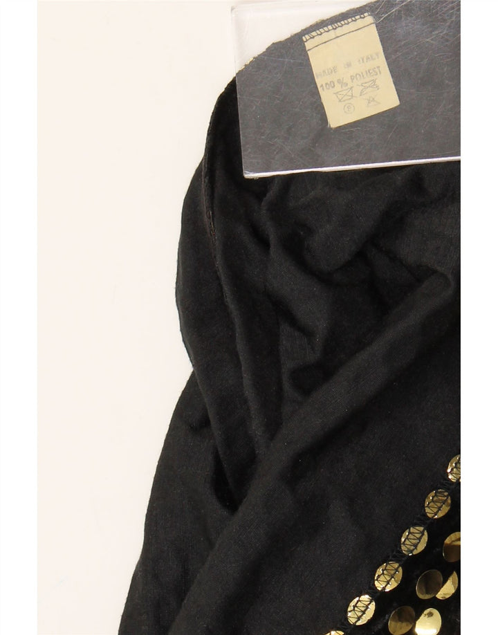 Vintage Womens Sleeveless Blouse Top UK 10 Small Black Polyester