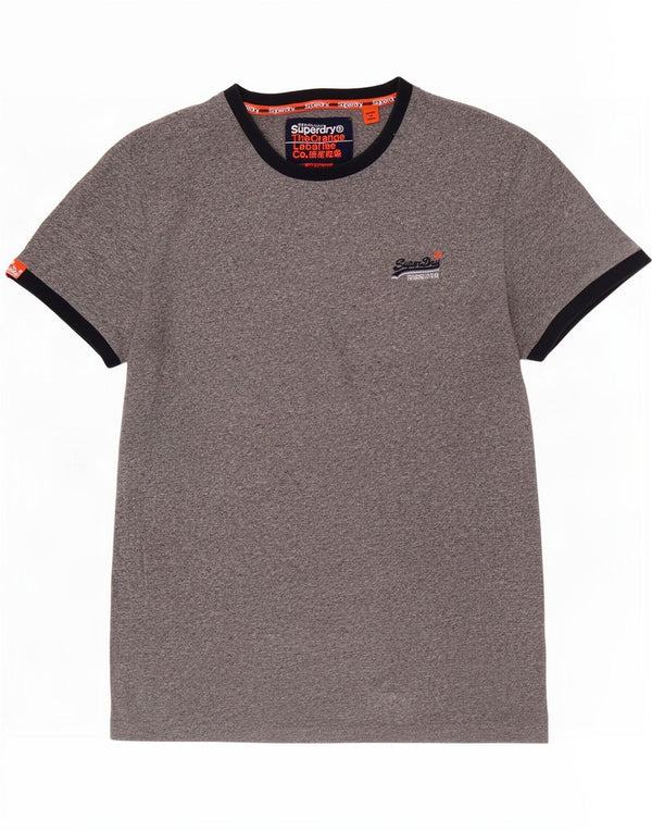 Superdry Mens T-Shirt Top Medium Grey Flecked Cotton