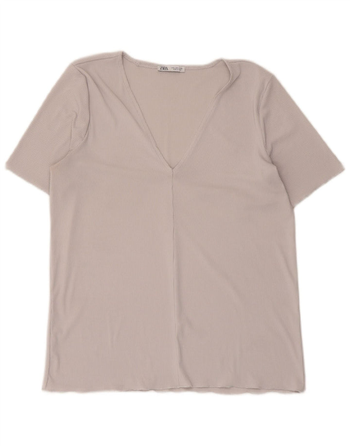 Zara Womens T-Shirt Top UK 14 Large Grey