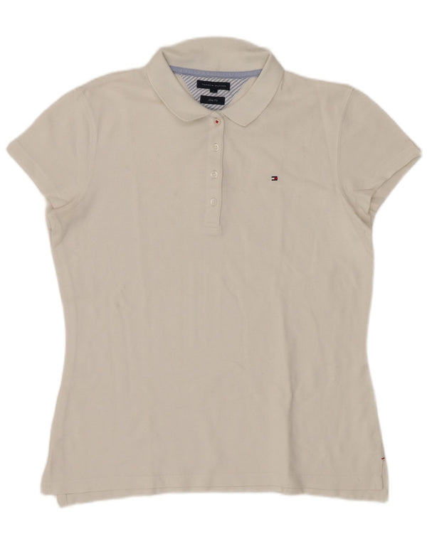 Tommy Hilfiger Womens Slim Fit Polo Shirt UK 12 Medium White