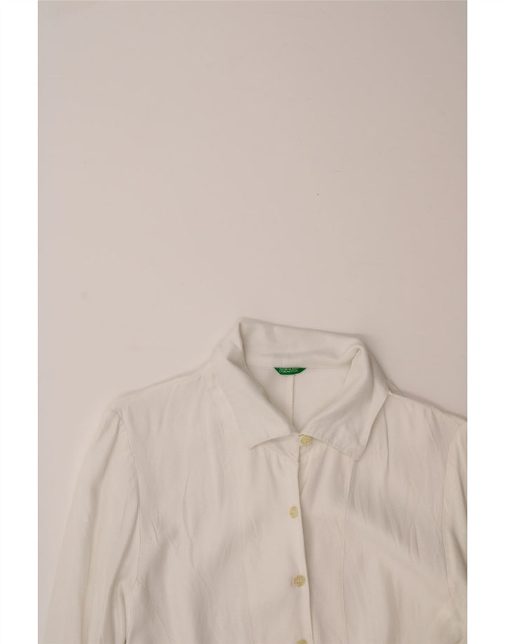 BENETTON Womens Shirt Blouse UK 12 Medium White Viscose