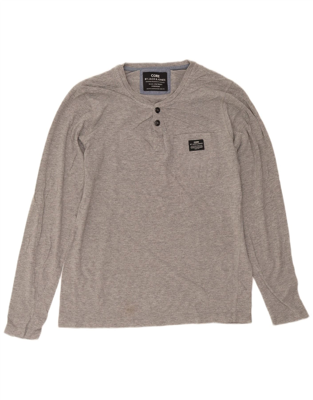 Jack & Jones Mens Top Long Sleeve Large Grey Flecked Cotton