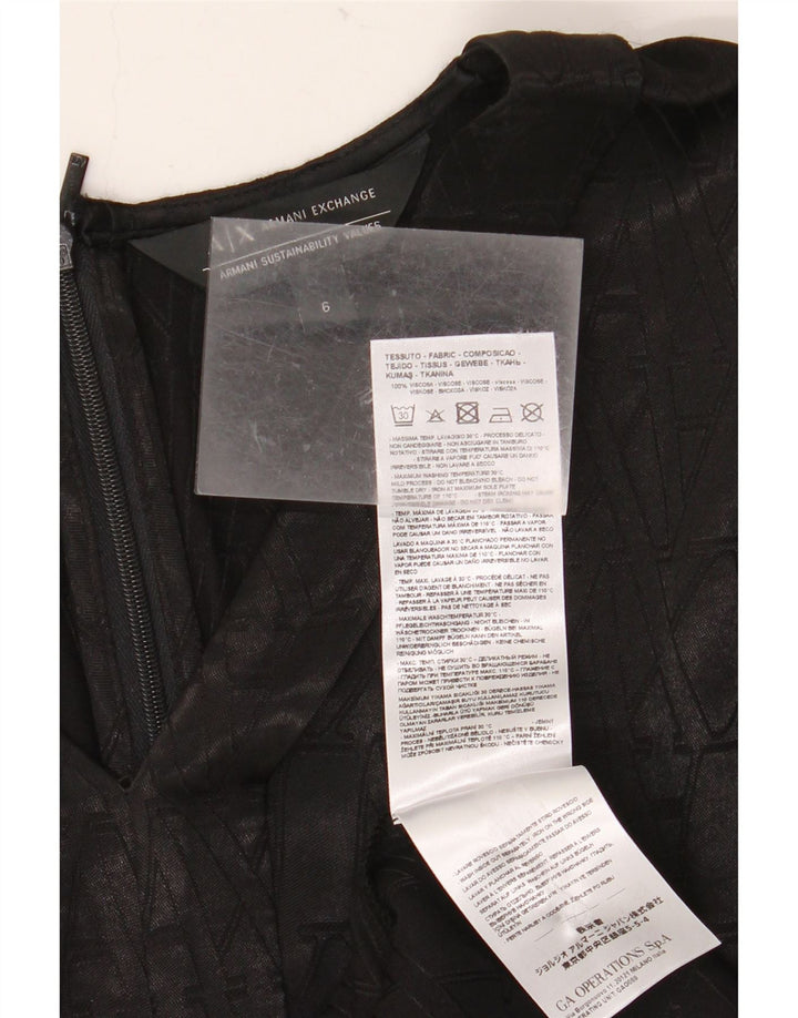 ARMANI EXCHANGE Womens Graphic Sleeveless A-Line Dress US 6 Medium Black