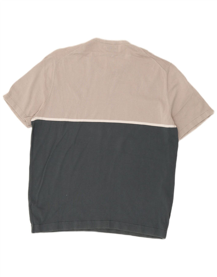 Massimo Dutti Mens Crew Neck Jumper Sweater XL Grey Colourblock