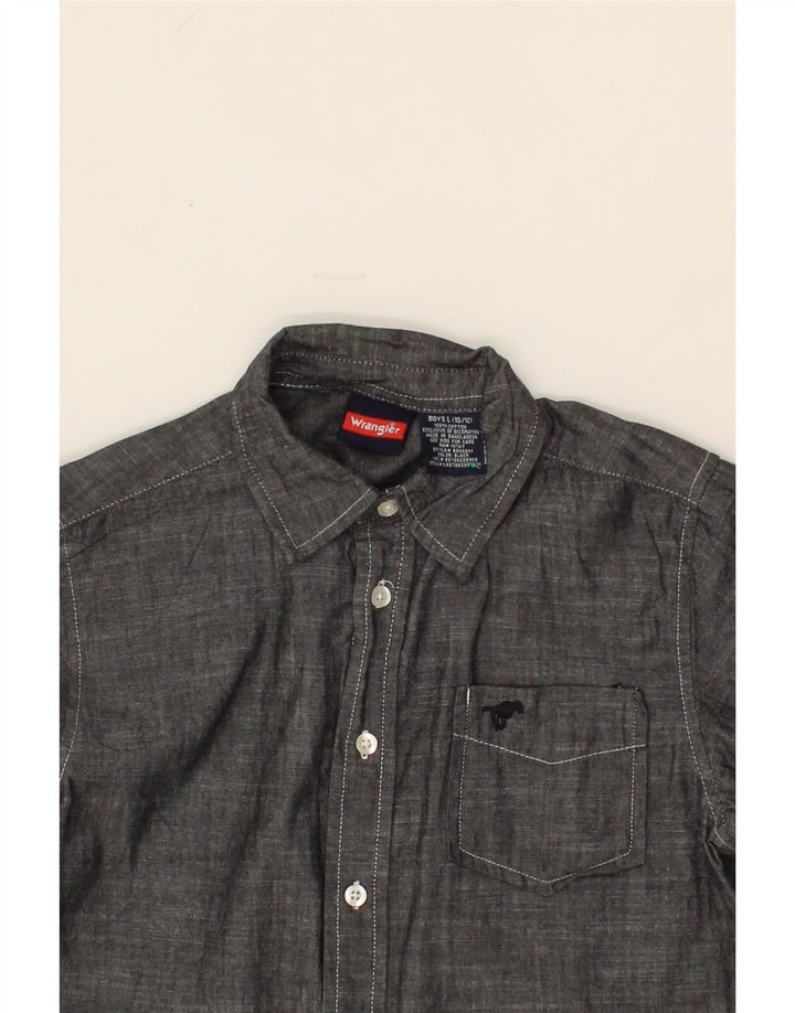 WRANGLER Boys Shirt 10-11 Years Large Grey Cotton Vintage Wrangler and Second-Hand Wrangler from Messina Hembry 