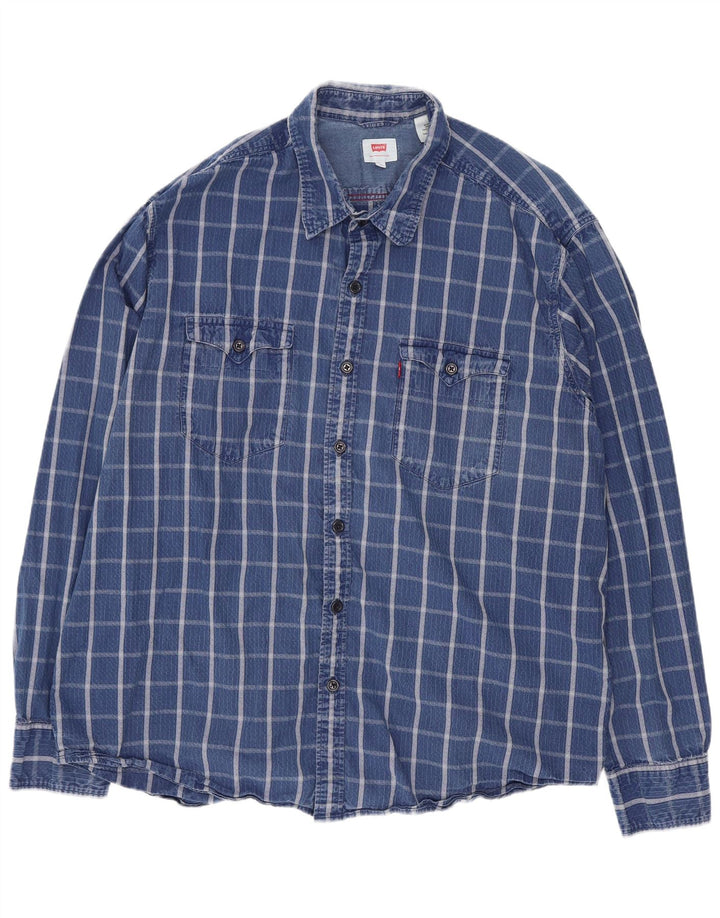 Levi's Mens Shirt XL Blue Check Cotton
