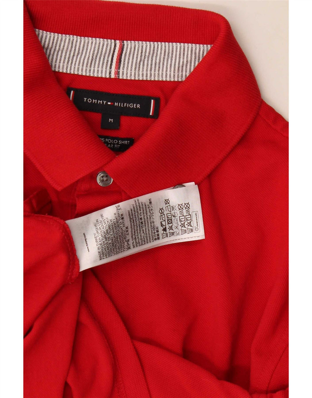 Tommy Hilfiger Mens Regular Fit Polo Shirt Medium Red Cotton