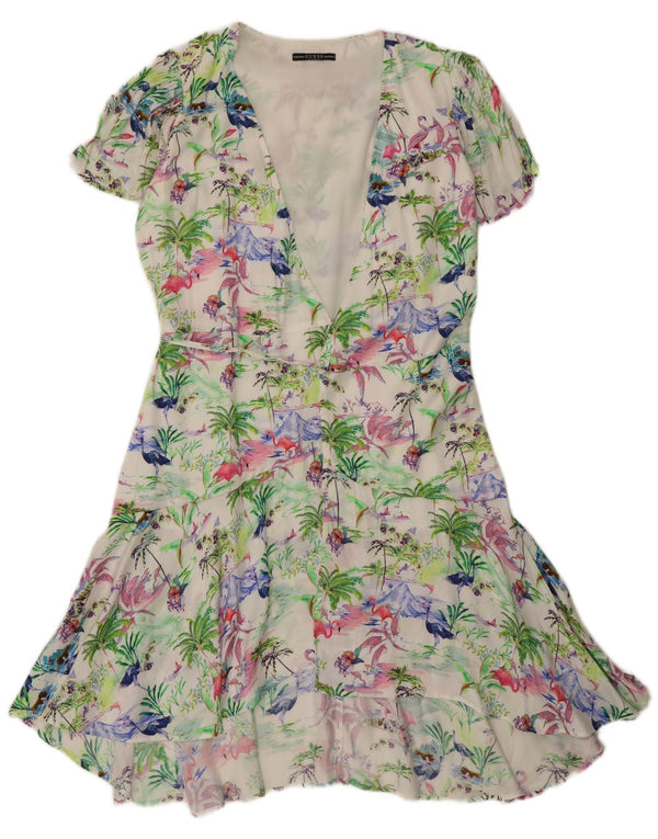 Guess Womens Wrap Dress UK 12 Medium Multicoloured Floral Hawaiian