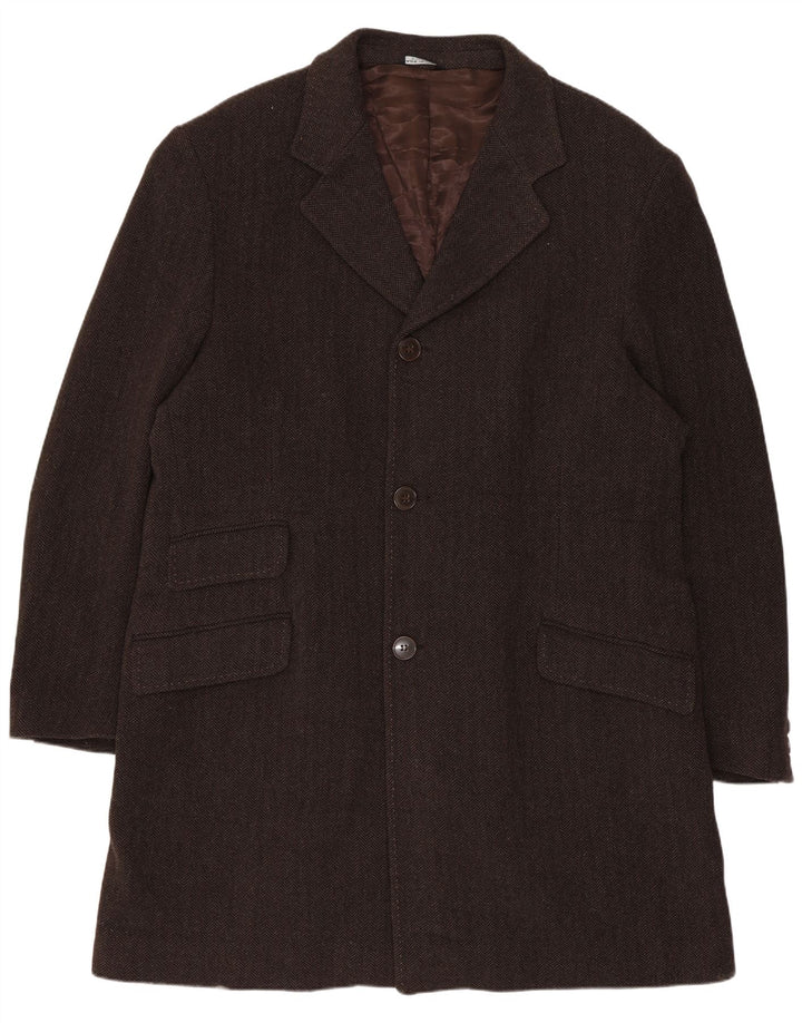 Conbipel Mens Chesterfield Coat IT 54 XL Brown Herringbone Wool