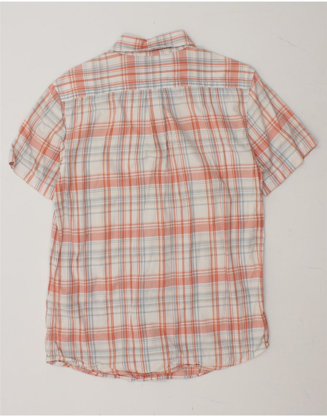 LEVI'S Mens Modern Fit Short Sleeve Shirt Medium Orange Check Cotton Vintage Levi's and Second-Hand Levi's from Messina Hembry 