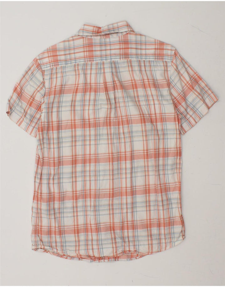 LEVI'S Mens Modern Fit Short Sleeve Shirt Medium Orange Check Cotton Vintage Levi's and Second-Hand Levi's from Messina Hembry 