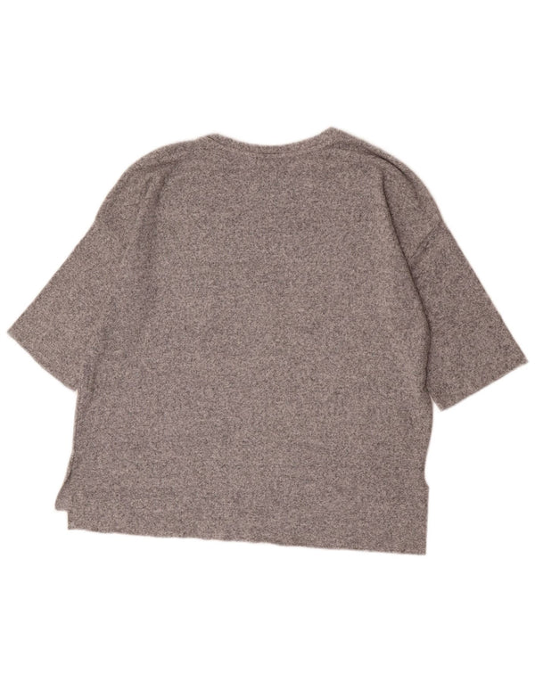 Zara Womens Trafaluc Oversized T-Shirt Top UK 10 Small Grey Flecked