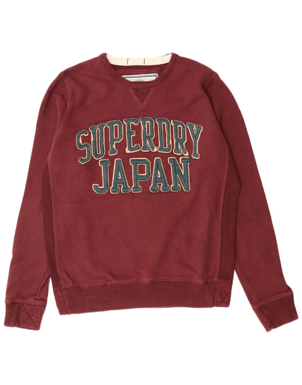 Superdry Mens Graphic Sweatshirt Jumper Large Burgundy Cotton