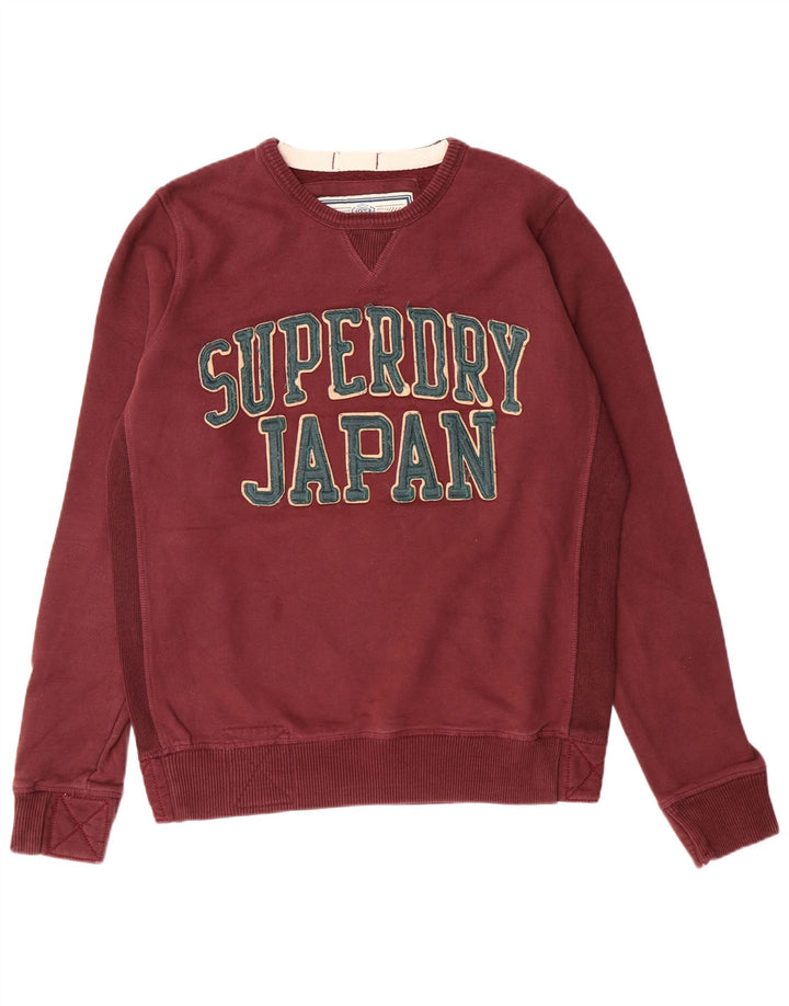 Superdry Mens Graphic Sweatshirt Jumper Large Burgundy Cotton