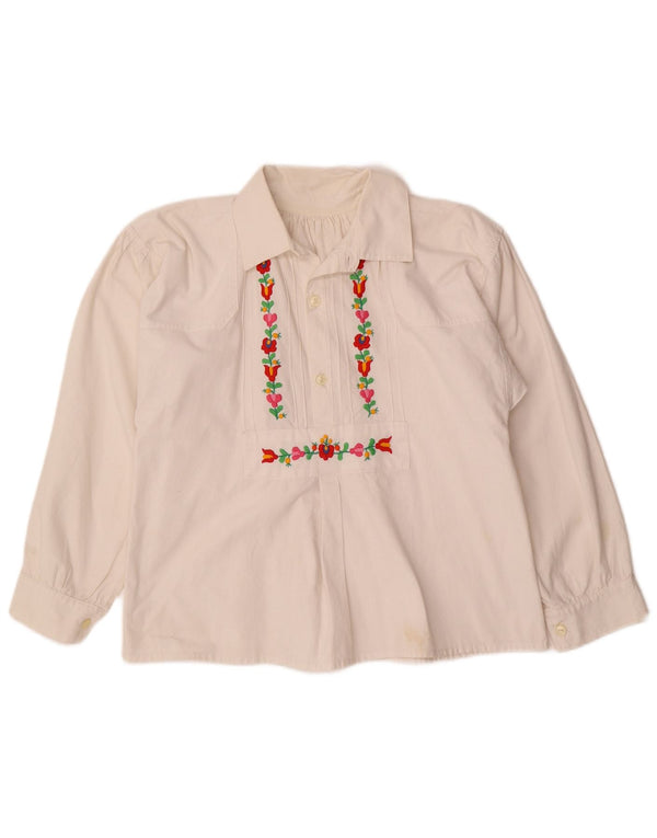 VINTAGE Womens Shirt Blouse UK 12 Medium White Floral