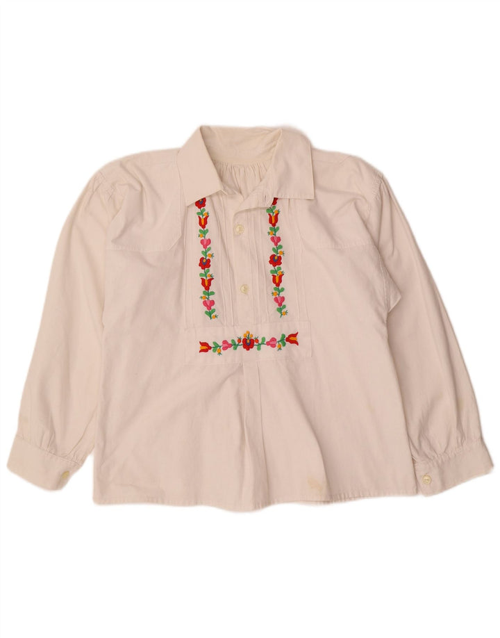 VINTAGE Womens Shirt Blouse UK 12 Medium White Floral