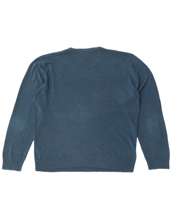 Marks & Spencer Mens Crew Neck Jumper Sweater Large Blue Acrylic