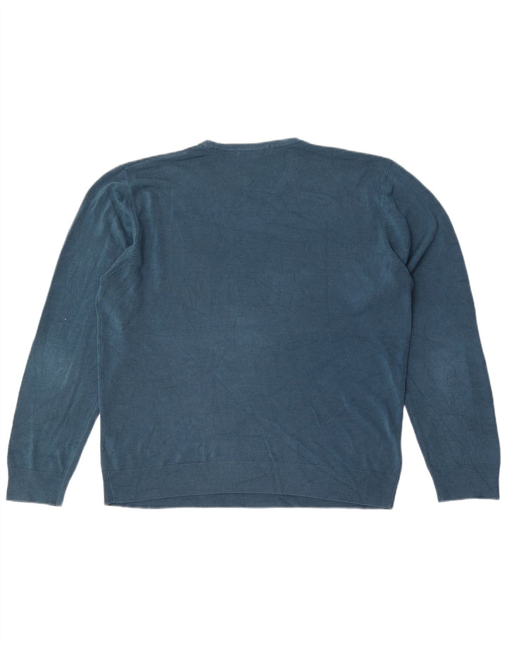 Marks & Spencer Mens Crew Neck Jumper Sweater Large Blue Acrylic