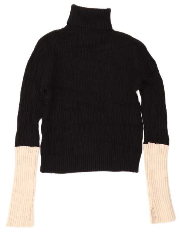 Zara Womens Crop Roll Neck Jumper Sweater UK 14 Medium Black Colourblock