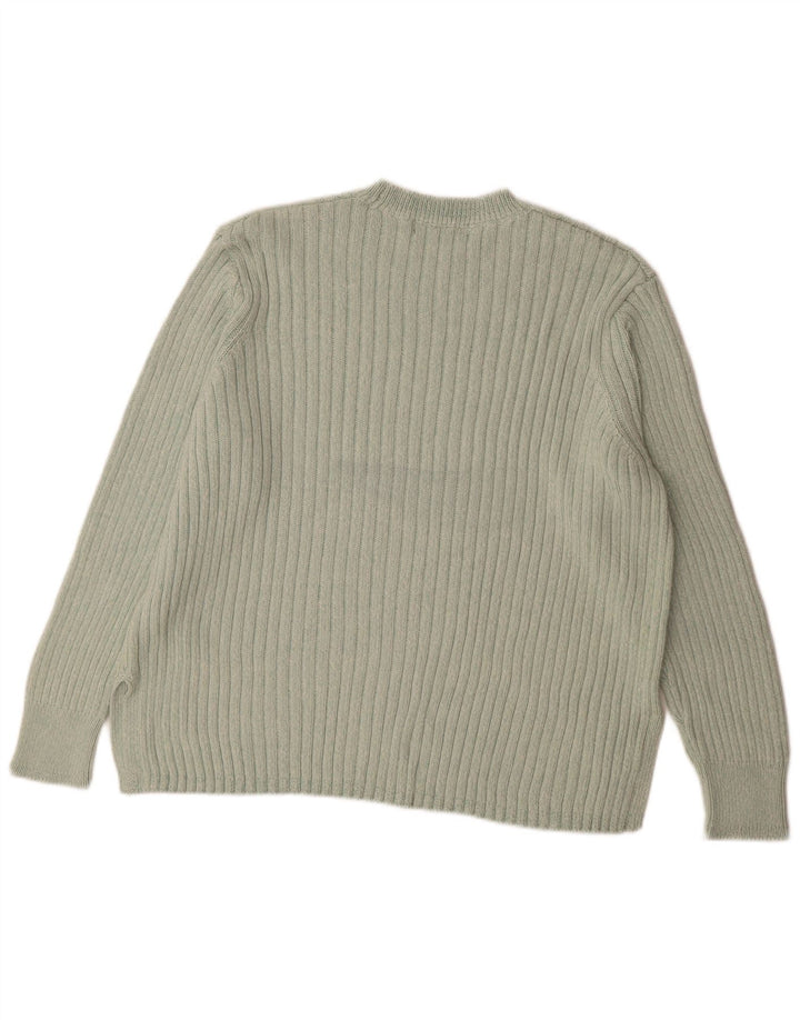 MARKS & SPENCER Womens Crew Neck Jumper Sweater UK 20 2XL Green Cotton