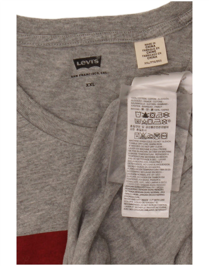 LEVI'S Mens Graphic T-Shirt Top 2XL Grey Cotton