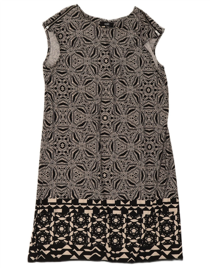 Wallis Womens Sleeveless Shift Dress UK 12 Medium Black Geometric Polyester