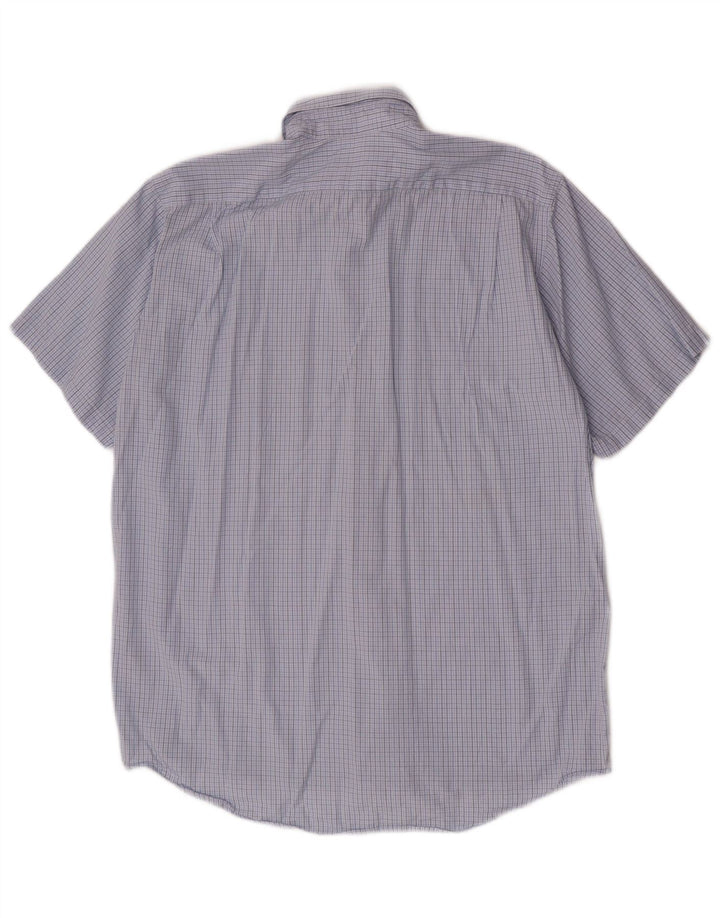 Lacoste Mens Short Sleeve Shirt Size 39 Medium Blue Gingham Cotton