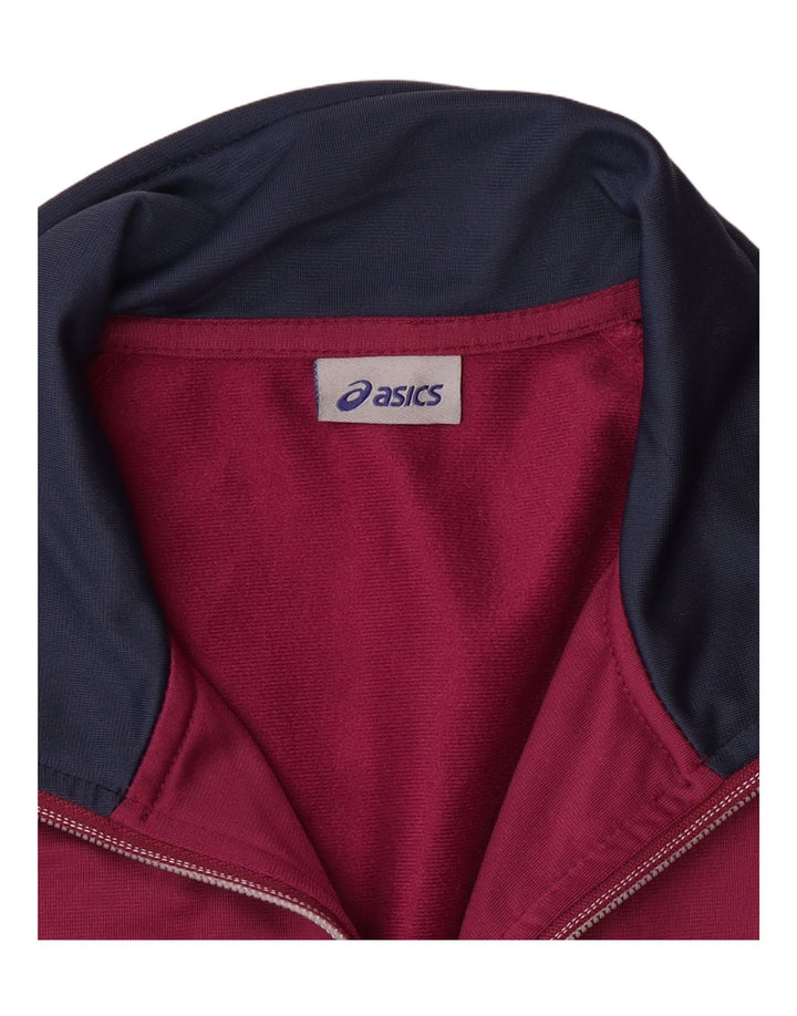 ASICS Womens Tracksuit Top Jacket UK 14 Large Purple Colourblock Polyester