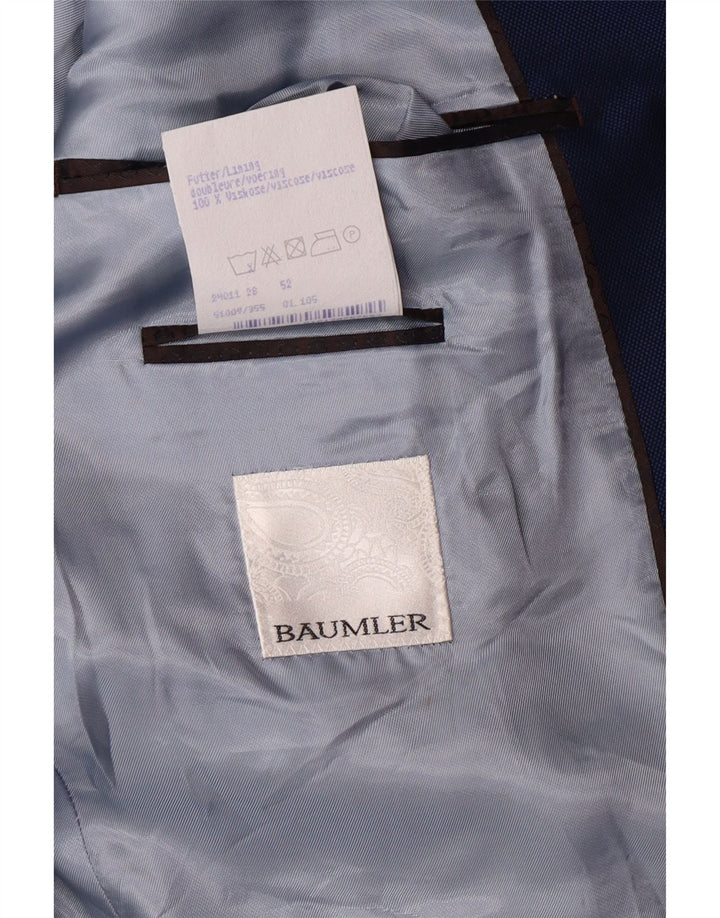 Baumler Mens 2 Button 2 Piece Suit IT 52 XL W38 L29 Navy Blue Virgin Wool