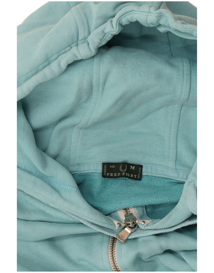 Fred Perry Womens Zip Hoodie Sweater UK 12 Medium Turquoise