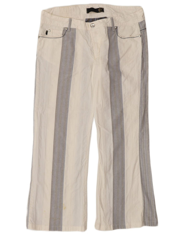 Cavalli Womens Bootcut Casual Trousers IT 46 Large W32 L27 White Striped