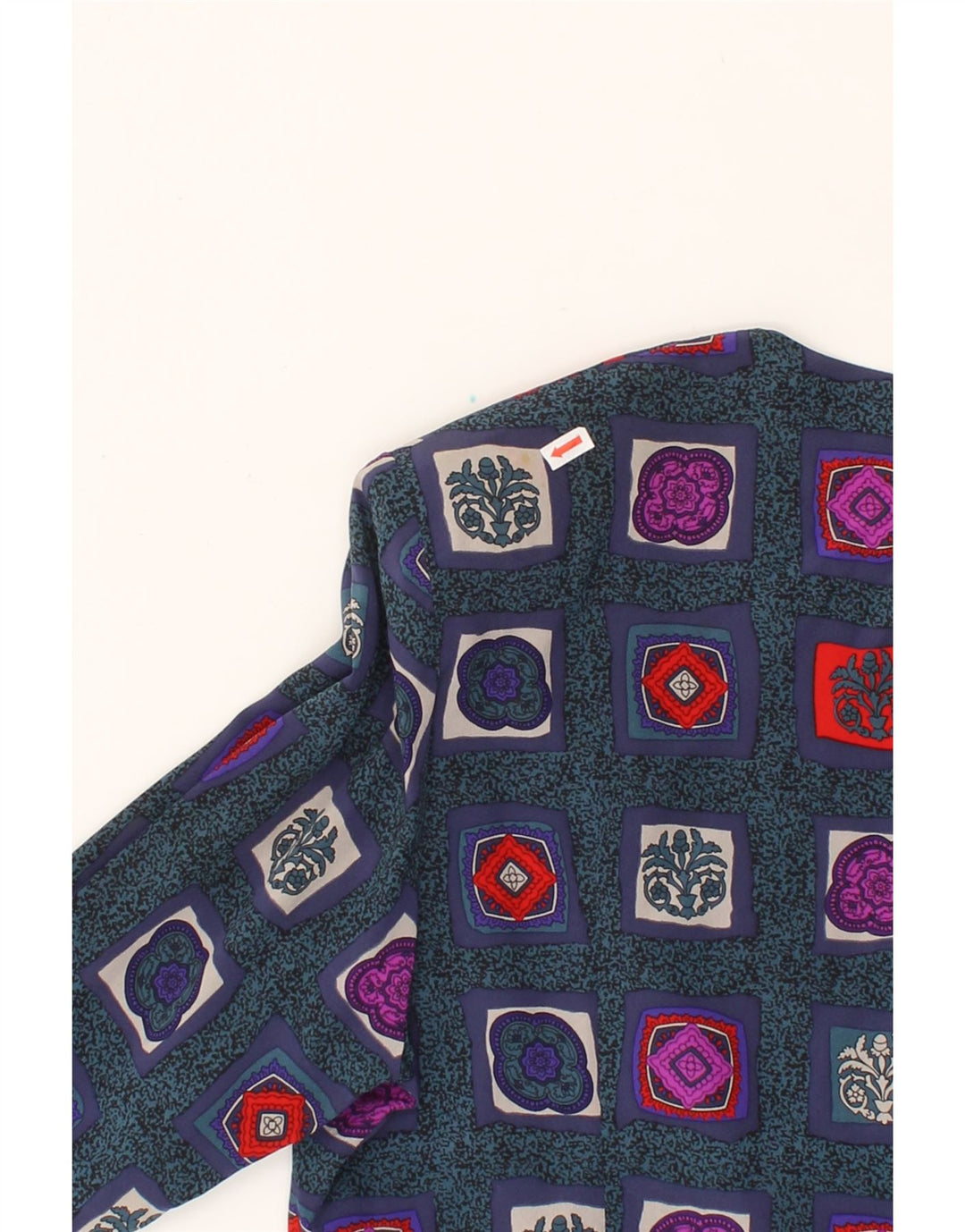 VINTAGE Womens Abstract Pattern Long Sleeve Blouse Top UK 14 Large Blue Vintage Vintage and Second-Hand Vintage from Messina Hembry 