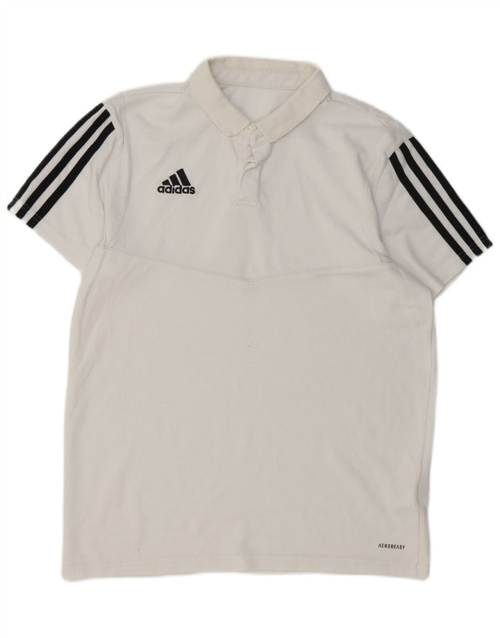 Adidas Mens Aeroready Polo Shirt Medium White Cotton