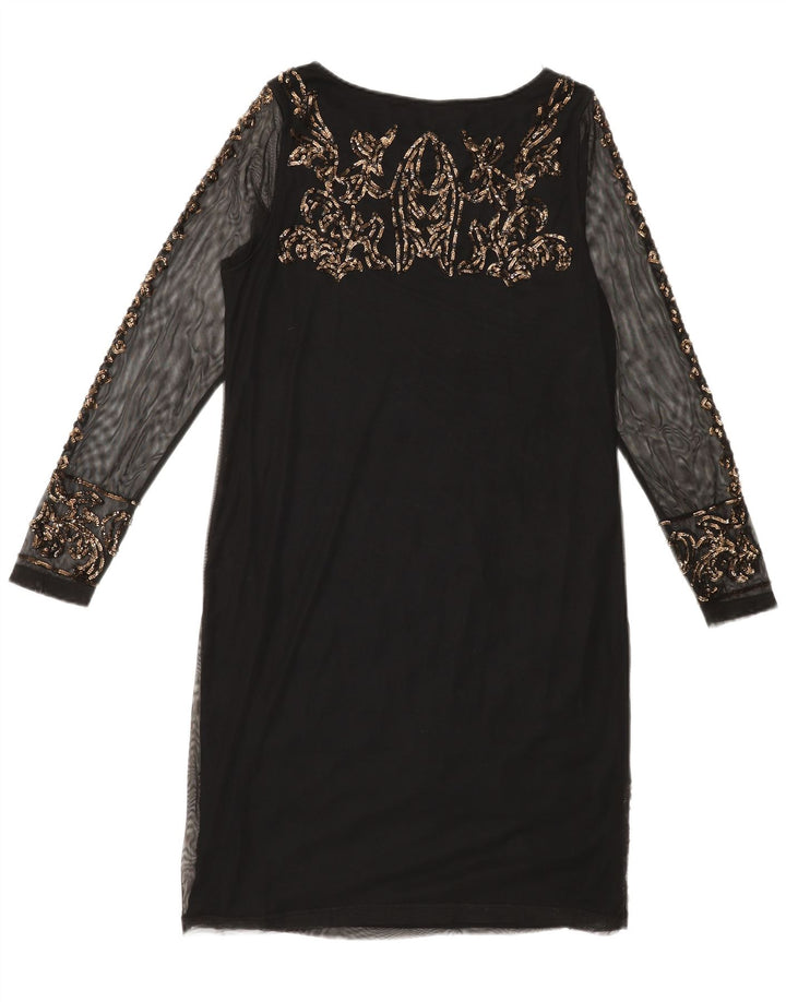 MARKS & SPENCER Womens Long Sleeve Shift Dress UK 14 Medium  Black