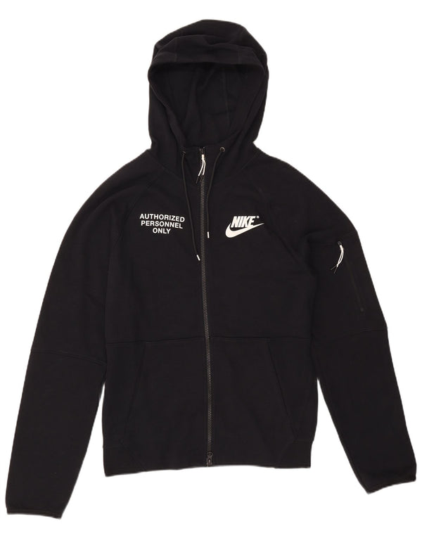 Nike Mens Graphic Zip Hoodie Sweater XS Black Cotton