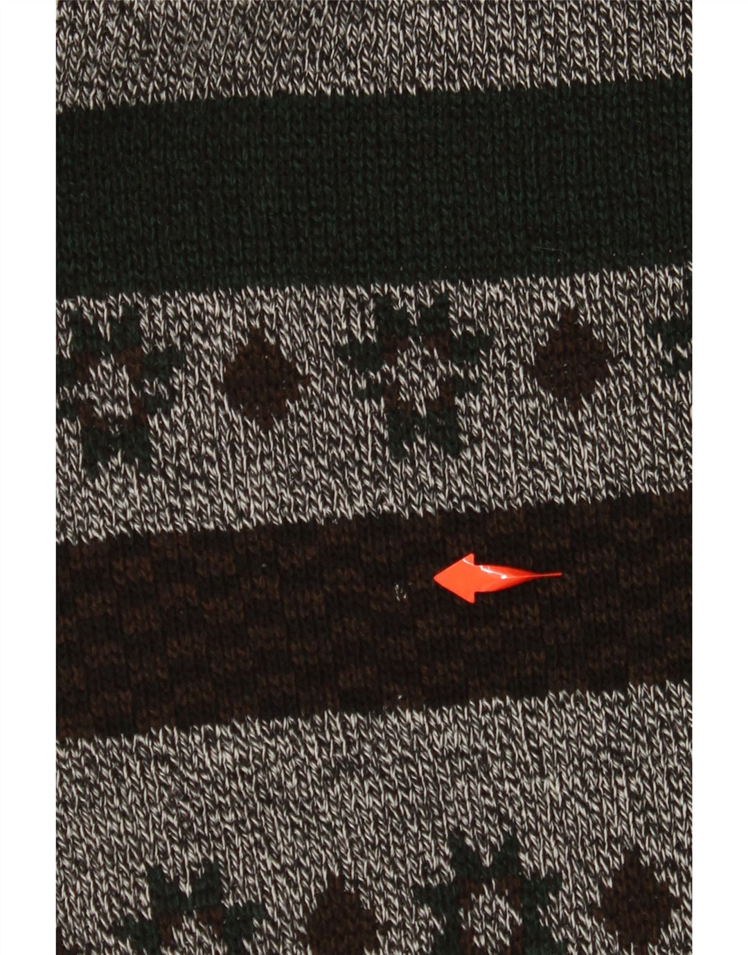 VINTAGE Mens Zip Neck Jumper Sweater Large Grey Striped