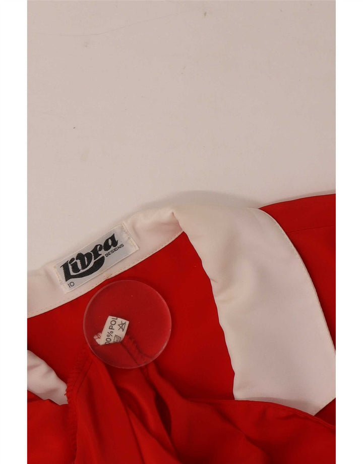 Libra Womens 3/4 Sleeve Shirt Blouse UK 10 Small Red Colourblock Polyester