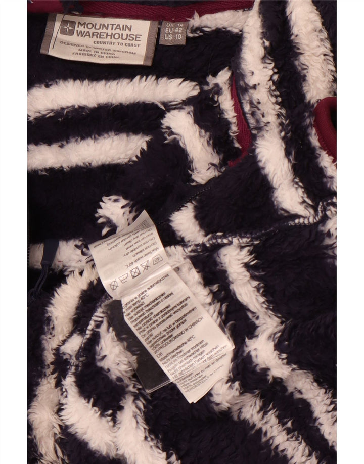 MOUNTAIN WAREHOUSE Womens Fleece Jumper UK 14 Large Navy Blue Striped