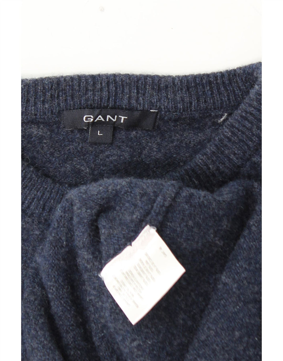 GANT Womens Crew Neck Jumper Sweater UK 16 Large Navy Blue Lambswool