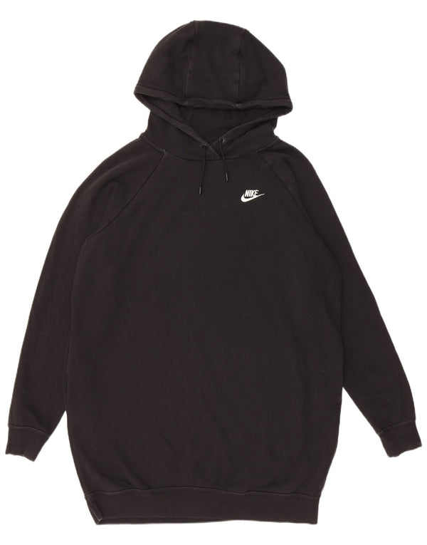 Nike Womens Longline Oversized Hoodie Jumper UK 14 Medium Black Cotton