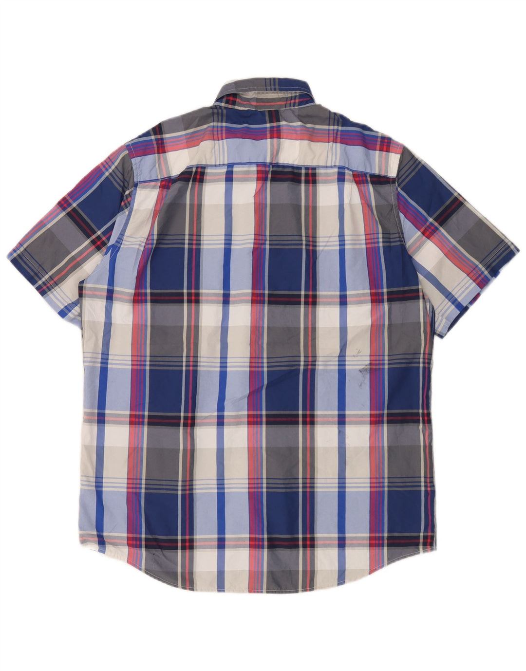Chaps Mens Short Sleeve Shirt Large Blue Check Polyester