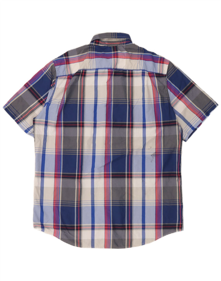 Chaps Mens Short Sleeve Shirt Large Blue Check Polyester