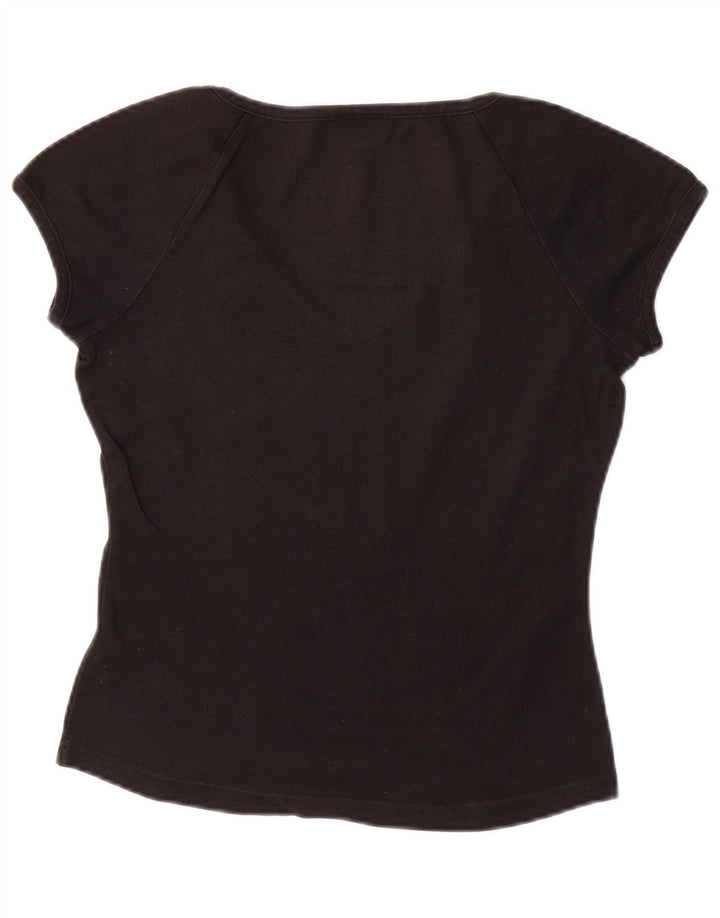 LACOSTE Womens T-Shirt Top Size 38 Medium Black Cotton