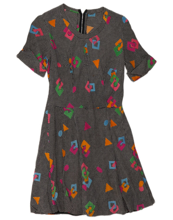 Vintage Womens A-Line Dress UK 8 Small Multicoloured Geometric