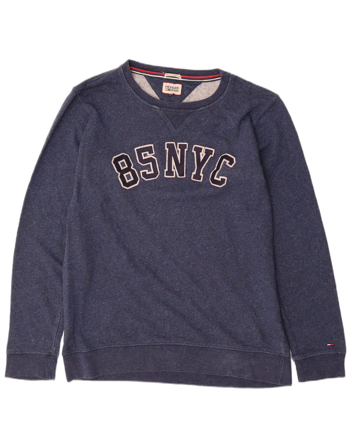 TOMMY HILFIGER Mens Graphic Sweatshirt Jumper XL Navy Blue