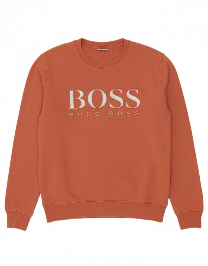 Hugo Boss Womens Graphic Sweatshirt Jumper UK 12 Medium Orange