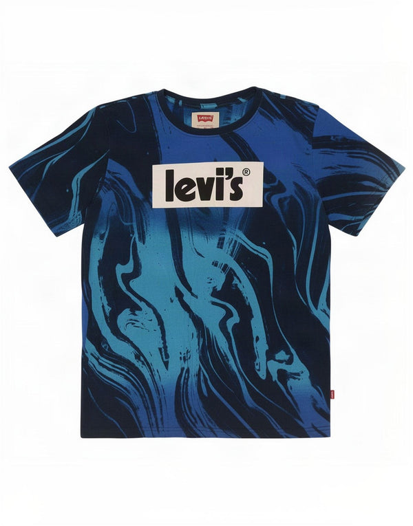 Levi's Boys Abstract Pattern Graphic T-Shirt Top 13-14 Years XL Blue Cotton