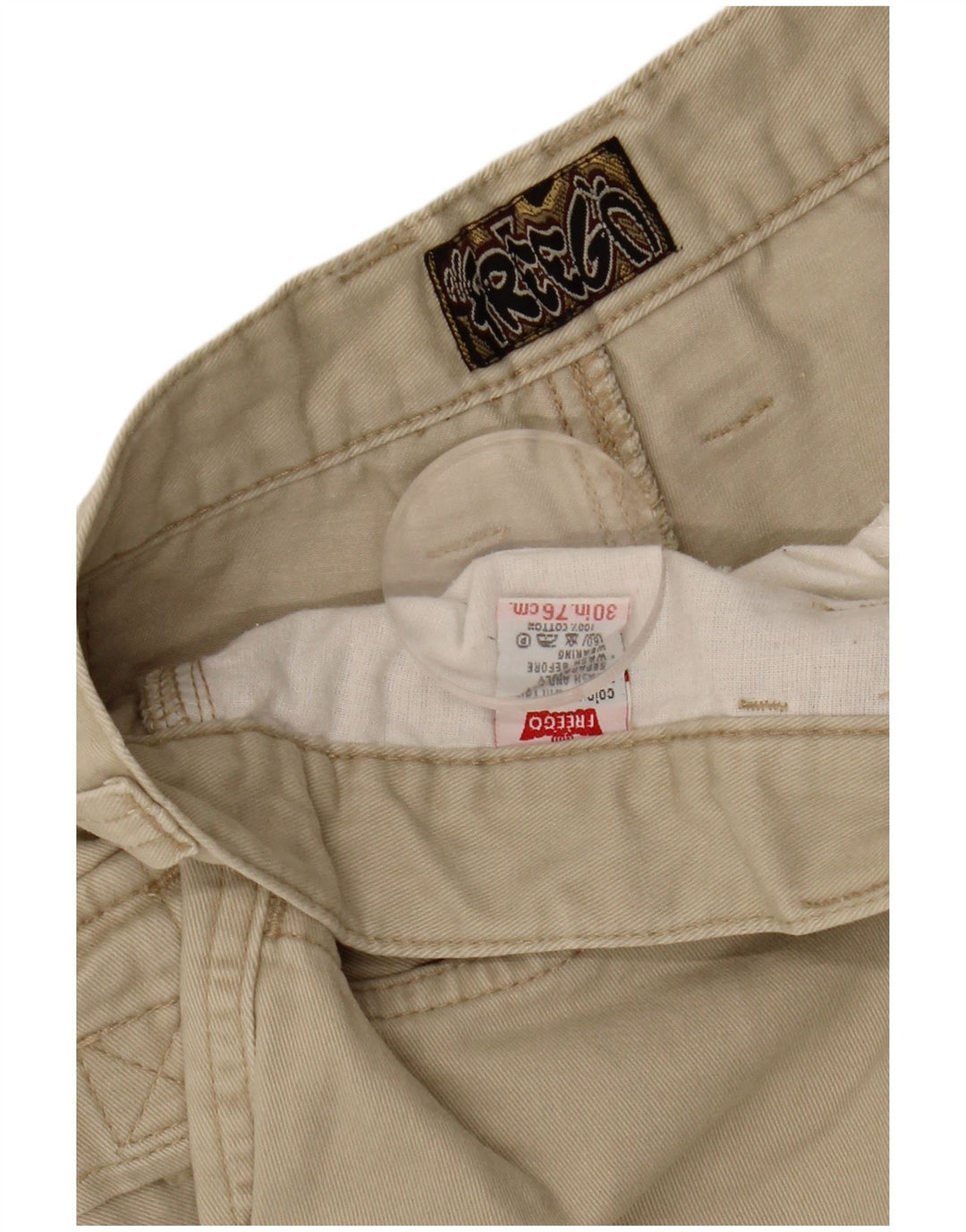 FREEGO  Mens Cargo Shorts W30 Medium Beige Cotton